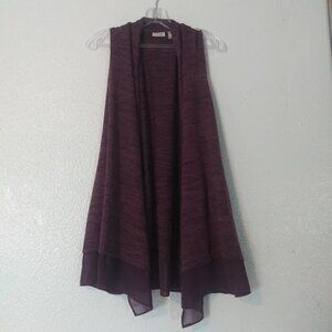 Logo by Lori Goldstein Women's S purple marbled sleeveless cardigan sweater
